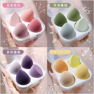 Hộp 4 bông mút trang điểm A5 tông màu pastel xinh xắn, mềm mịn dễ tán nền #A184