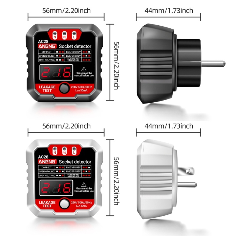 Mon EU- UK Outlet Test Ổ cắm thử nghiệm Máy phân tích mạch Máy dò phân cực Máy kiểm tra rò rỉ Đường dây điện Máy kiểm tra lỗi