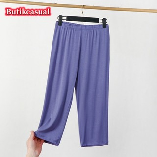Quần nữ modal cotton co giãn dáng rộng trơn, plus size, 2023