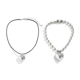 Mỹ Nữ Tròn Hạt Da Dây Xương Đòn Dây Bạc Hình Tình Yêu Vòng Cổ Đơn Giản Tính Khí Gió Lạnh Trái Tim Neckl