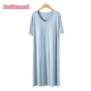 Phụ Nữ Miếng Lót Ngực Modal Đầm Trơn Rời Phòng Chờ Mặc Tay Ngắn Cổ Chữ v Đầm Thường Ngày Mùa Hè Đồ Ngủ