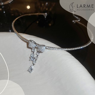 Kiềng cổ nữ, chocker nữ đính đá nơ sang trọng, vòng cổ nữ dự tiệc Larme accessories -DC0111