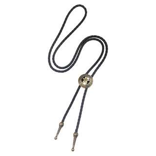 BTF Bolo Tie Cowboy Neckties Vintage PU Faux Leather Rope Cord Necklace with Star Pendant Braided Jewelry for Men Women