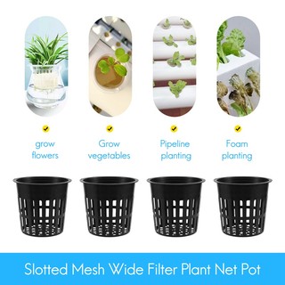 15 Gói 4 Inch Lưới Cốc Có Rãnh Lưới Rộng Môi Lọc Cây Lưới Nồi Xô Giỏ Thủy Canh
