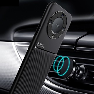 Ốp Lưng Da Thông Minh Silicon TPU Mờ Chống Sốc Cho Honor X9c X9d X9a X9C X9A X9B 5G, Giá Đỡ Gắn Xe Từ Tính