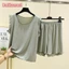 Phụ Nữ Modal Quần Short Bộ Trơn Rời Bộ Đồ Ngủ Thường Ngày 2 Chiếc Mùa Hè Xù Cổ Áo Bộ Đồ Ngủ