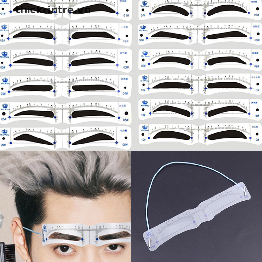 Set 12 Khuôn Kẻ Định Hình Lông Mày Tiện Dụng Chất Lượng Cao