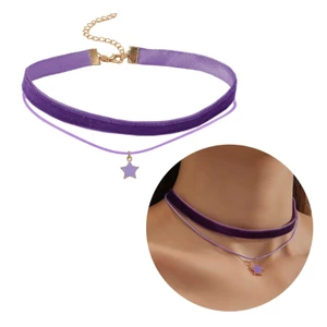 BTF Nữ Hai Hàng Vòng Cổ Choker Ngôi Sao Năm Cánh Chuỗi Xương Đòn Sinh Nhật