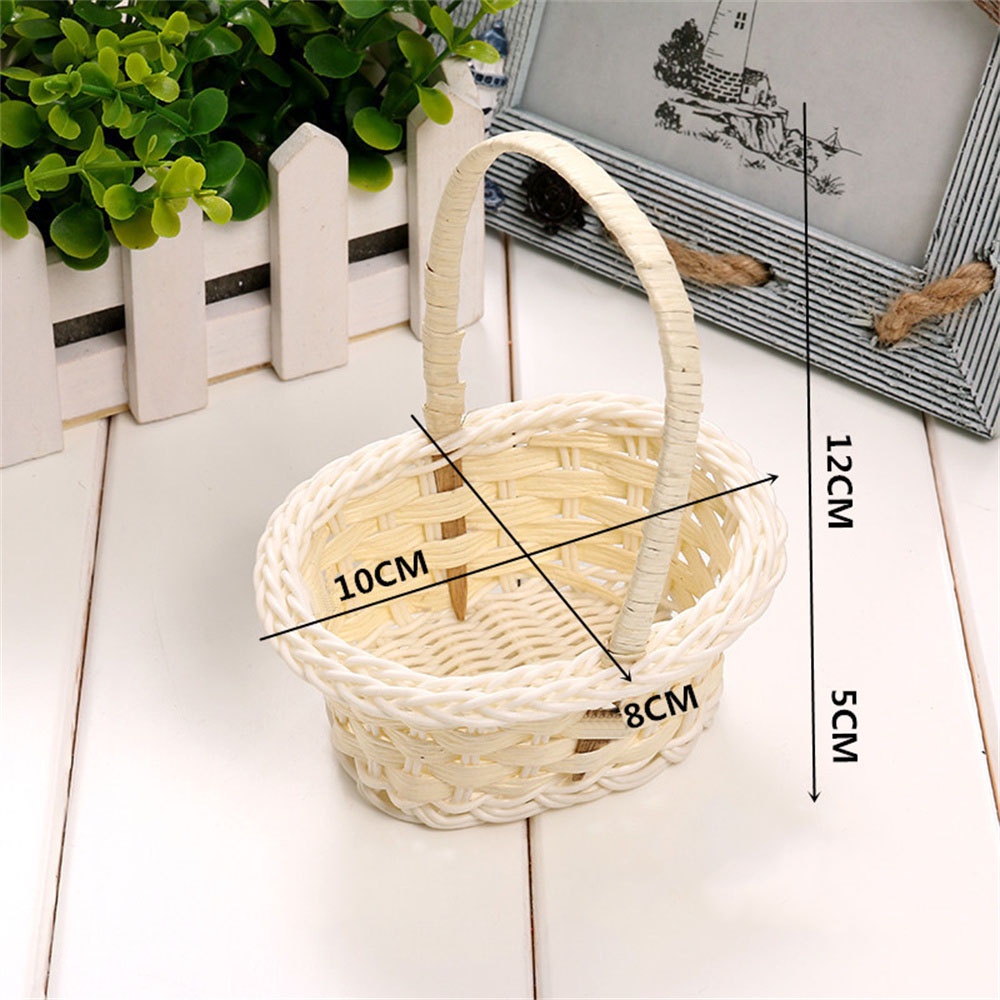 EELHOE Mây Đan Giỏ Hoa Mini Nhựa Dệt Tay Trái Cây Mỹ Phẩm Trà Dã Ngoại ...