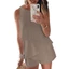 Women Round Neck Sleeveless Solid Color Romper Front Layered Jumpsuits for Girl
