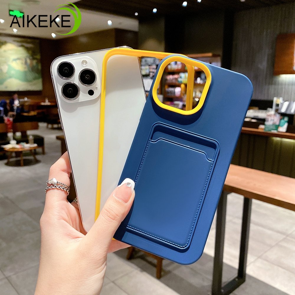 Ốp Điện Thoại Silicon Mềm Có Ngăn Đựng Thẻ 3 Trong 1 Cho iphone 12 Pro Max 11 Pro Max 13 Pro Max