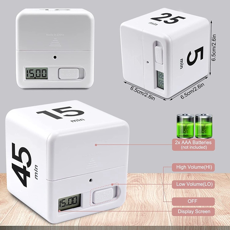 Cube Hẹn Giờ Nhà Bếp Hẹn Giờ Quản Lý Thời Gian Hẹn Giờ Cảm Biến Trọng Lực Lật Để Quản Lý Thời Gian Và Đếm Ngược 25-5-45-15 Phút