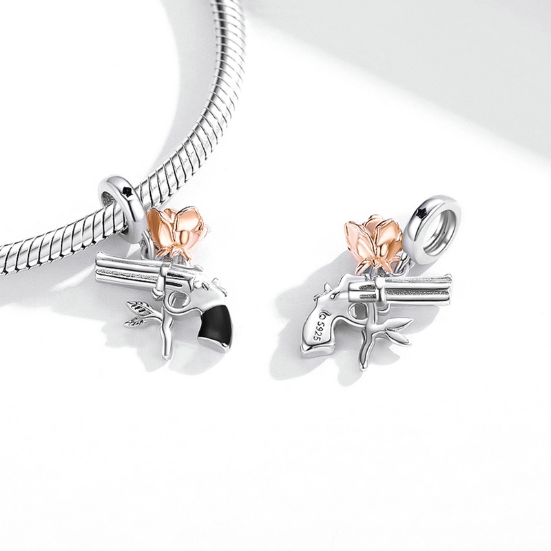 Bamoer Bạc 925 Hoa Hướng Dương / Hoa Hồng / Cỏ Ba Lá Mặt Dây Chuyền DIY Hạt Quà Tặng Trang Sức Phụ Kiện Cho Vòng Tay