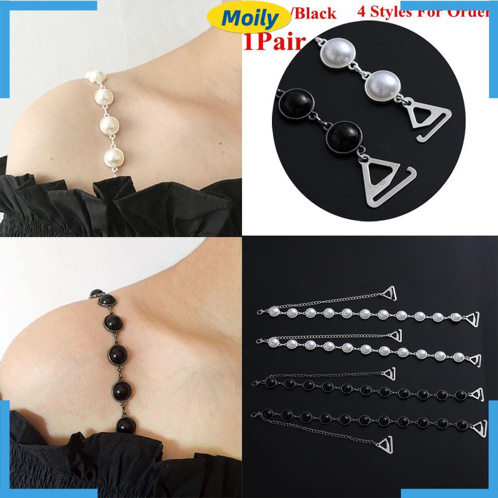 Dây Áo Ngực Đính Hạt Giả Ngọc Trai Đen / Trắng Có Thể Điều Chỉnh | Shopee  Việt Nam
