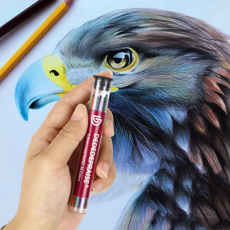 Bút Chì Bấm Cơ Angel Mark 2.0MM &amp; Bút Chì Màu 36 Màu Thay Thế Tự Động Dùng Vẽ Phác Thảo