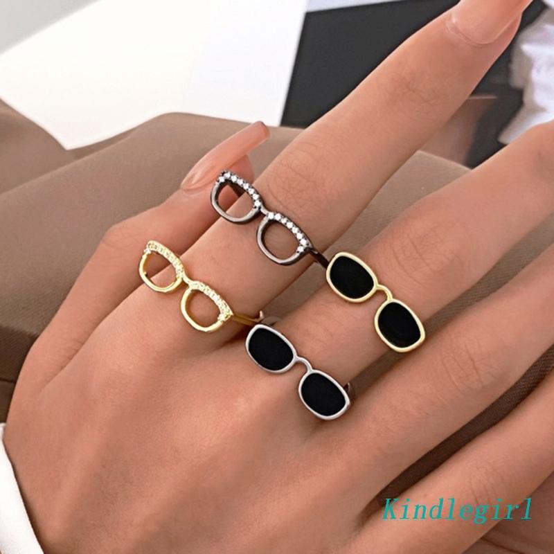 Nhẫn Đeo Ngón Trỏ Hình Mắt Kính Dễ Thương Sáng Tạo Có Thể Điều Chỉnh