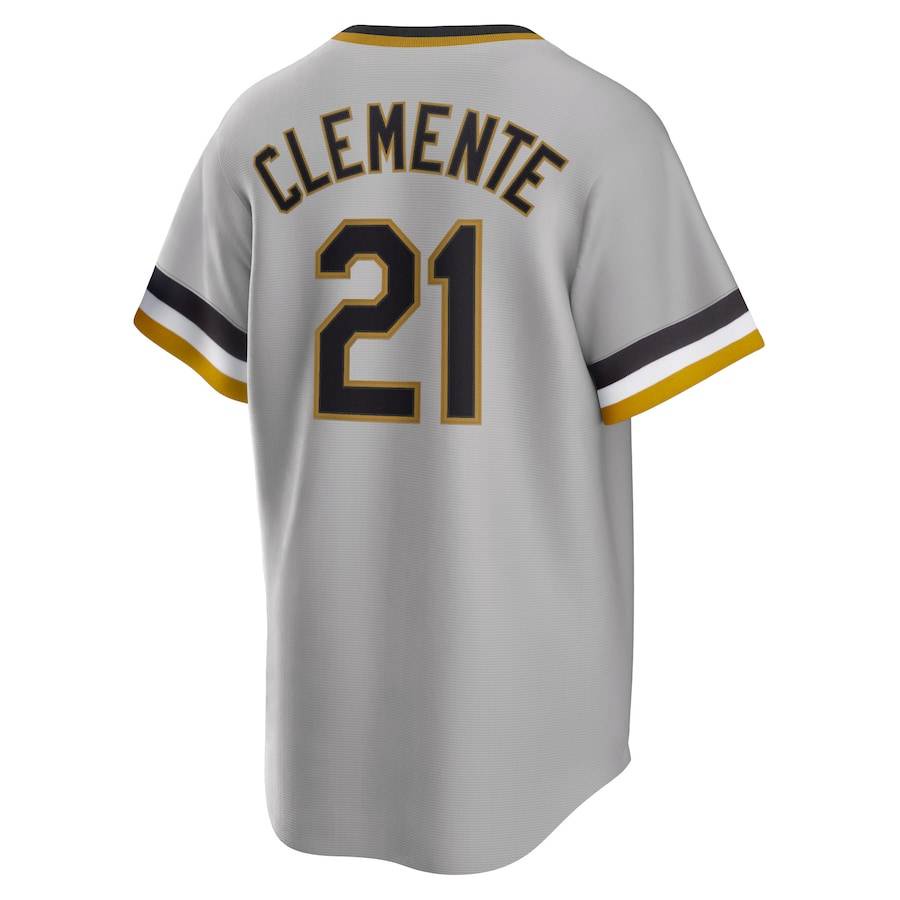 Áo Bóng Chày MLB Pittsburgh Pirates Roberto Clemente Jersey Xám, Size Lớn