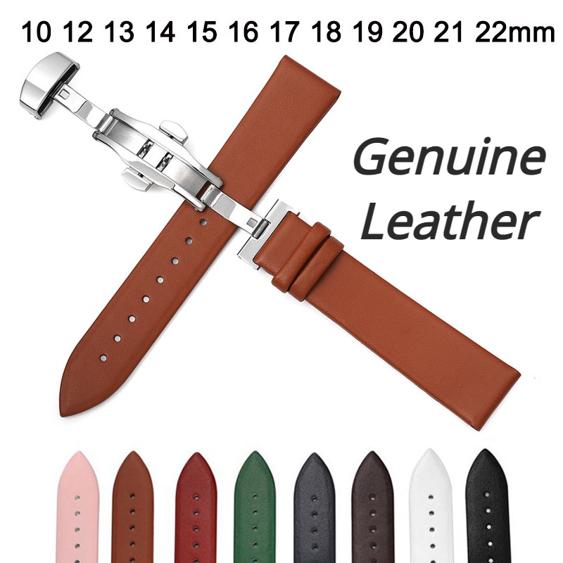 Dây Đồng Hồ Đeo Tay Chất Liệu Da Bò Mềm Siêu Mỏng 12 13 14 15 16 17 18 19 20 21 22mm