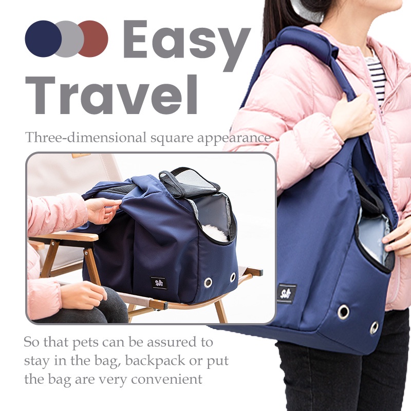HamshMoc Du Lịch Thú Cưng Sling Carrier Lưới Thoáng Khí Mèo Sling Túi Đeo Vai Hand Free Hãng Hàng Không Được Phê Duyệt Với Dây An Toàn Dây Kéo Cho Mèo Con