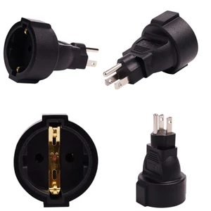 Bộ chuyển đổi nguồn BTM Nam sang Nữ 110-250V Điện áp rộng 3pin US Cắm vào EU 3pin Đen