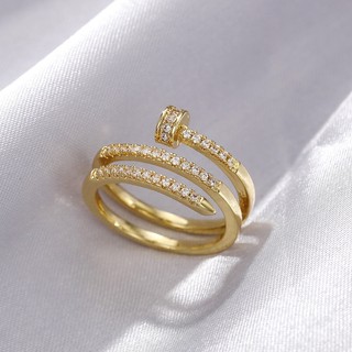 Nhẫn Mạ Bạc 925 Đính Đá Zircon Đơn Giản Thời Trang Cho Nữ