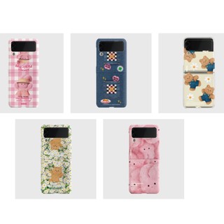 Ốp lưng cứng hình thỏ Ninemall / Spring edition cho galaxy z flip 2 3 4 5 6 / búp bê gấu Hàn Quốc màu vàng hồng zflip6 flip5