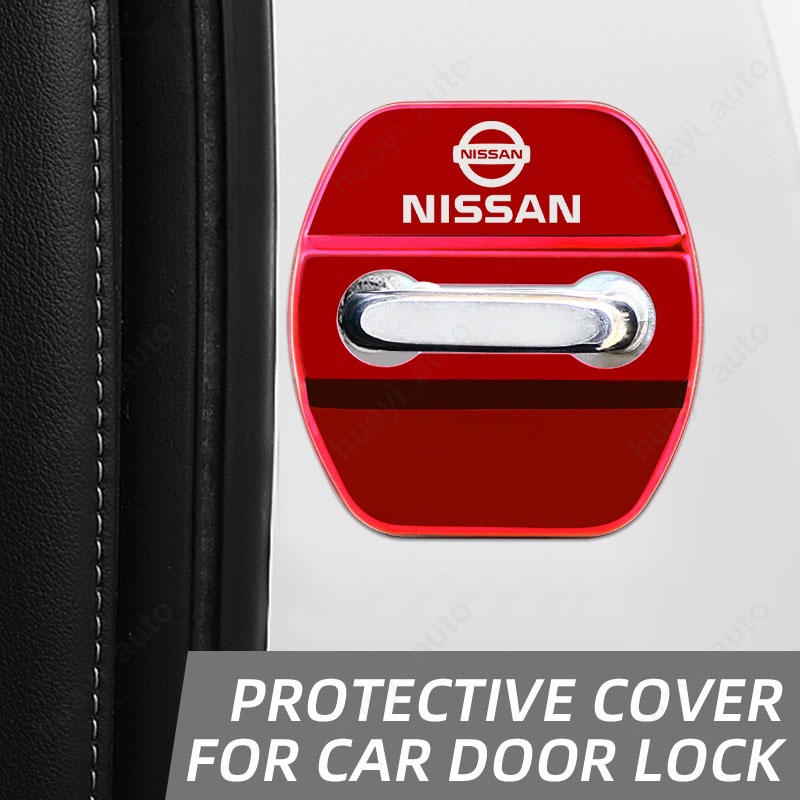 Set 4 Ốp Bảo Vệ Khóa Cửa Xe Hơi Nissan Kicks Navara Versa Np300 Sentra Versa March Nv350 Caravan X-trail Almera Bằng Thép Không Gỉ