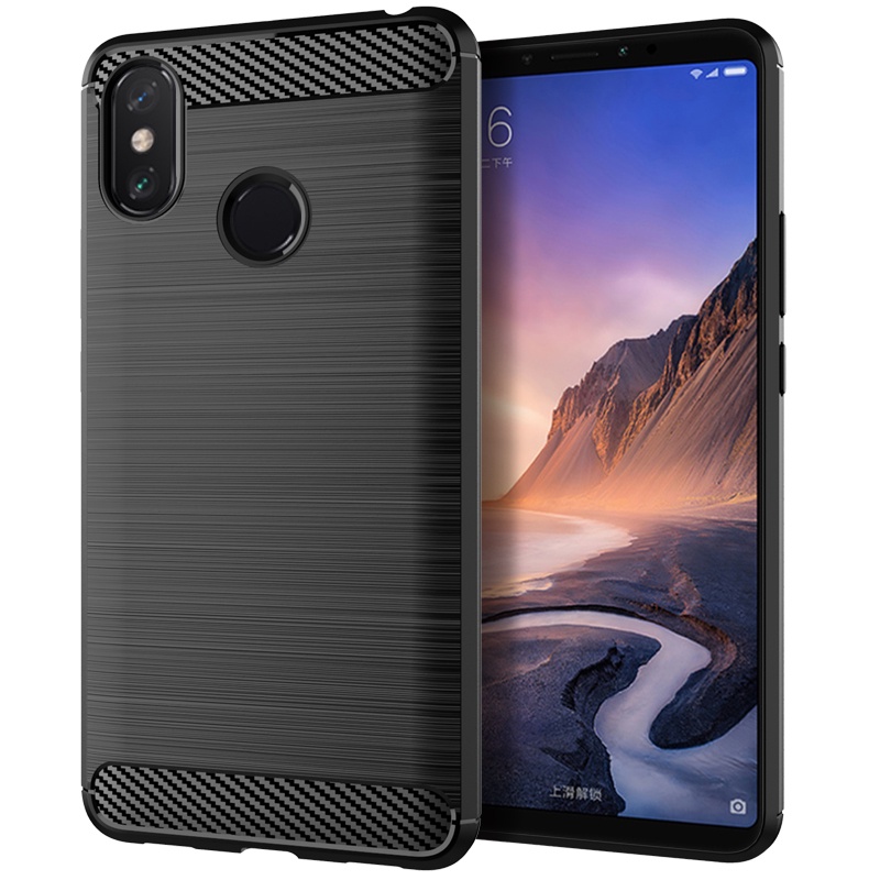 Dành cho Xiaomi Mi Max 3 2 Ultra Slim Brushed Họa tiết TPU mềm chống sốc