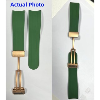 Dây Đeo Đồng Hồ Bằng Silicone Cao Su Dày 22mm Khóa Cài Vàng Chống Nước Cho Rolex