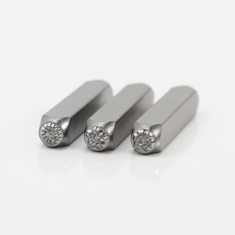 Flgo 12 Miếng Punch Stamp Set 63mm Họa Tiết Hoa Matte Metal Stamping Tool