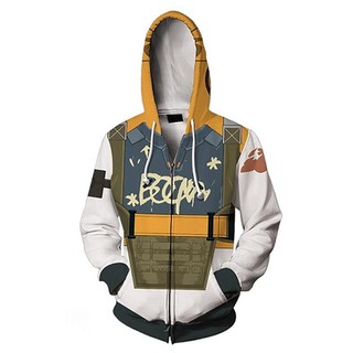 Áo khoác unisex có dây kéo 3D, phù hợp cosplay Valorant và mặc thường ngày - Phù hợp nhiều kích cỡ
