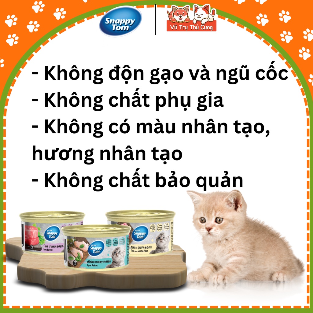 Combo 6 lon Pate Snappy Tom Kitten dành cho Mèo Con Creamy 70g