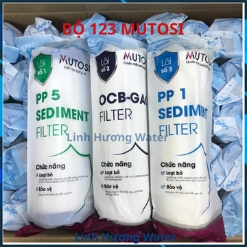Bộ lõi lọc nước 123 Mutosi - Bộ 3 lõi lọc thô chính hãng