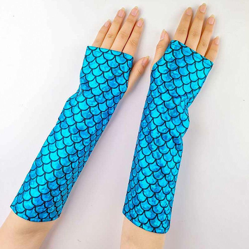 Tay áo cánh tay MERIGGIARE, Găng tay không ngón đầy màu sắc vảy cá, Tiệc chống nắng dài thời trang