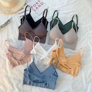 Áo Lót Nữ Không Gọng Thép Dây Chéo Lưng Phong Cách Hàn Quốc