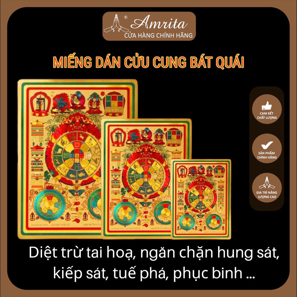 TẤM DÁN VĂN THÙ CỬU CUNG  - Tấm Dán Văn Thù Cửu Cung - Miếng dán decal - Mật Tông - Amrita