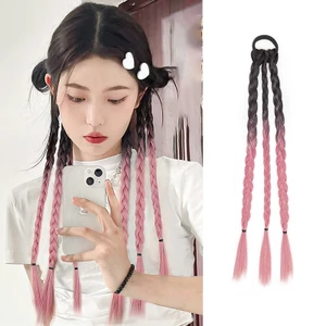 Tóc Giả Tết Dây Cột Gồm 3 Dây Tết Màu OMBRE (giá 1 bên) Phong Cách Hàn Quốc QiQiShop