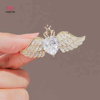 Ghim cài pha lê HWETR cánh thiên thần dễ phối đồ trang trí đa dụng