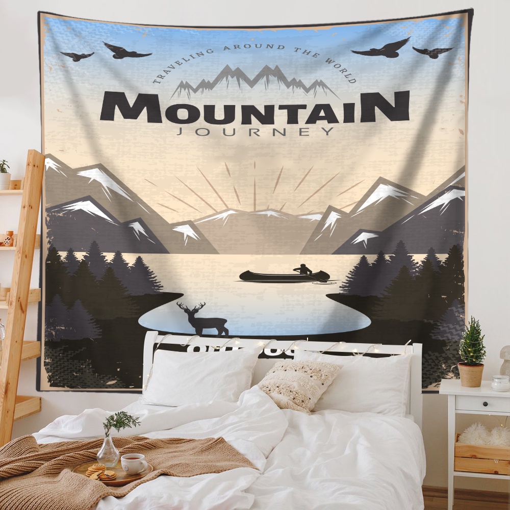 Retro summer camping wall tapestry with clips polyester tapestries phòng ngủ treo tường tấm thảm trang trí phòng quà tặng (có kẹp)