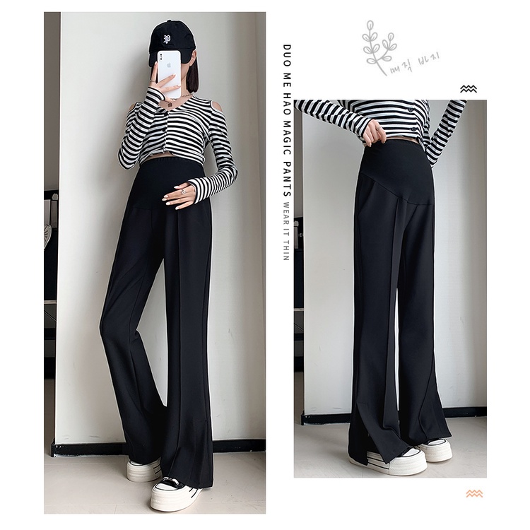 Quần bà bầu mùa thu đông phong cách mới micro-slit phù hợp với quần mặc bên ngoài mỏng-vừa vặn mỏng hơn nhìn phụ nữ mang thai bụng