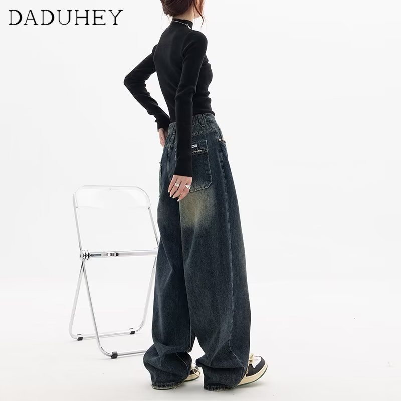 Ảnh Quần jean DADUHEY lưng cao dáng rộng kiểu retro thời trang hip hop Mỹ cá tính 2
