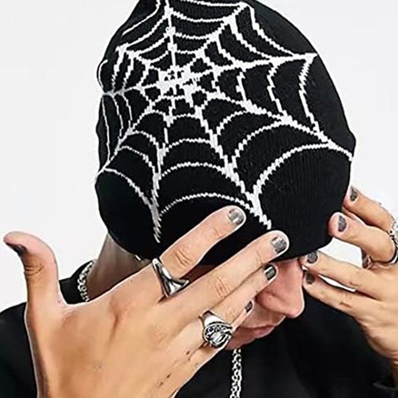 Mũ Beanie Y2K Y2K Đính Mạng Nhện