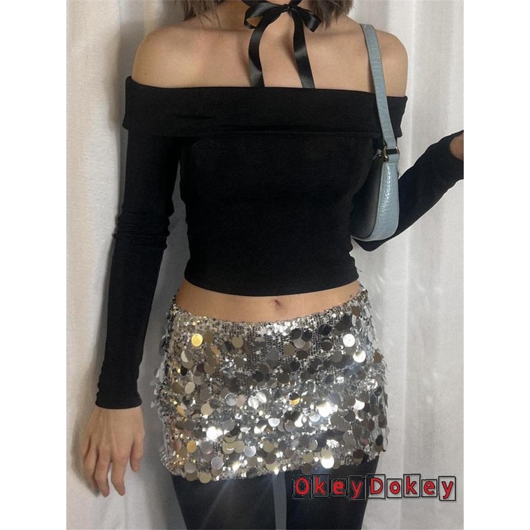 Chân Váy Mini Ôm Dáng Đính Kim Sa Lấp Lánh Thời Trang Xuân Hè Cho Nữ