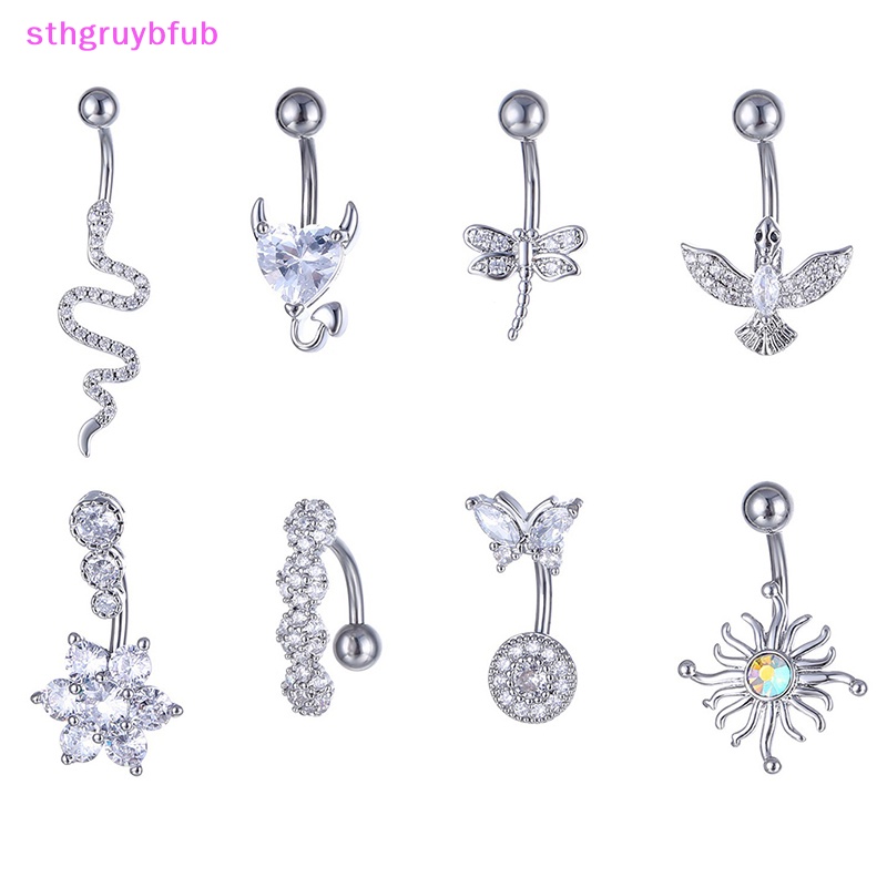Khuyên RốN HìNh Tim ĐíNh Đá BằNg ThéP Không Gỉ