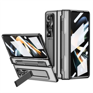 Ốp điện thoại trong suốt mạ điện Samsung Z Fold 6 5 bản lề màn hình phim bao gồm tất cả Vỏ điện thoại Z Fold 5 chân đế Vỏ Pc trong suốt