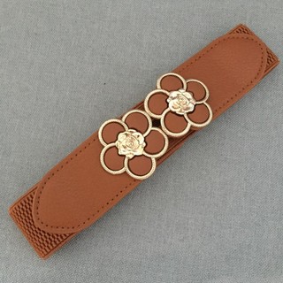 Thắt lưng rộng co giãn, phù hợp với quần jean và đầm giải trí, thiết kế họa tiết hoa