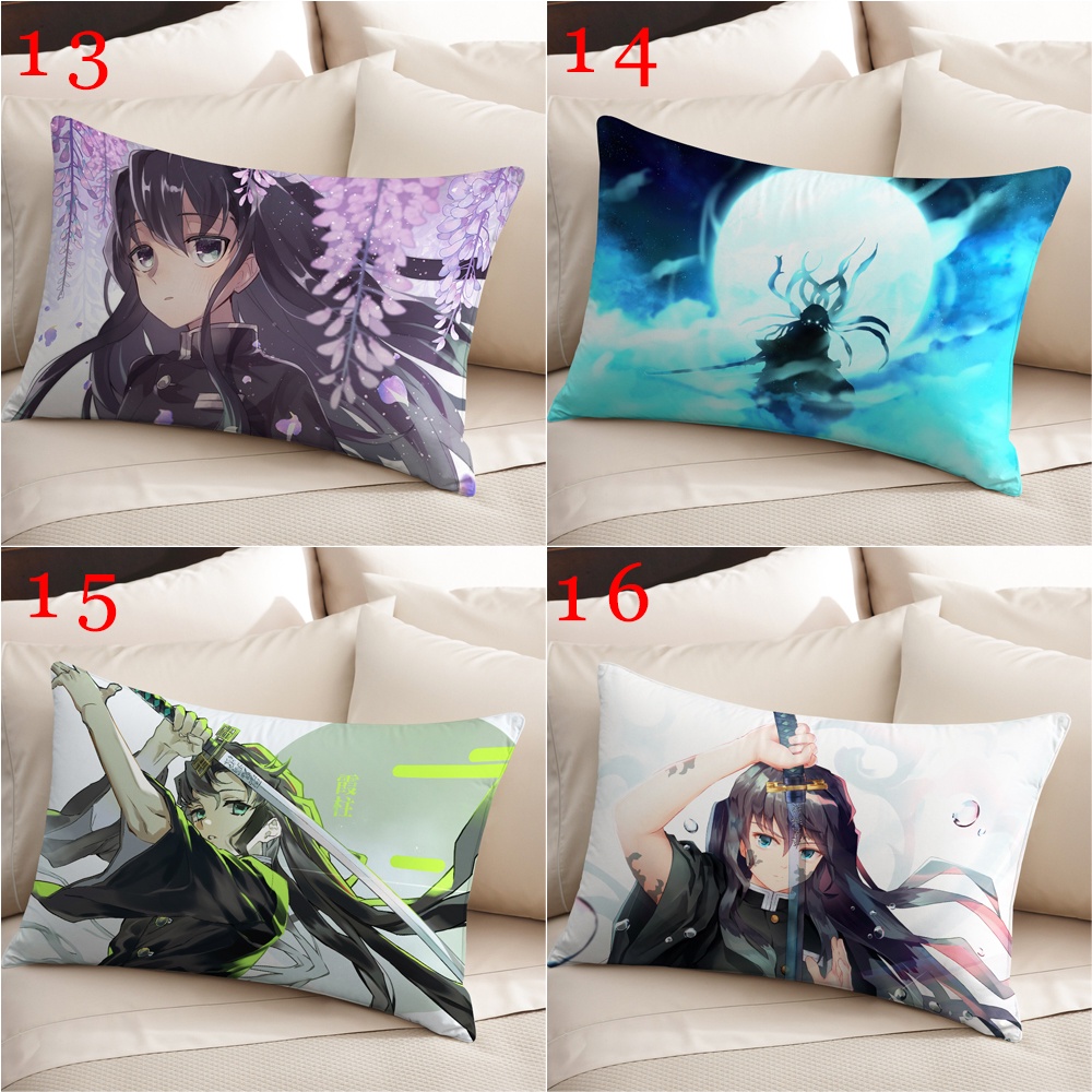 Vỏ Gối Hình Chữ Nhật Một Mặt Bằng Polyester In Họa Tiết Demon Slayer Muichiro Tokito Trang Trí Nhà Cửa (Không Kèm Lõi)