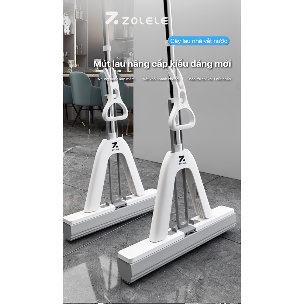 Mô tả Cây lau nhà ZOLELE cán nhôm cầm nhẹ, tiết kiệm diện tích bảo quản Pva HM33 - Chính hãng - 3