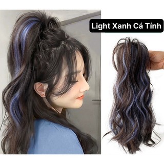 Tóc Giả Kẹp Cao Nửa Đầu Xoăn Light Xanh Cá Tính Phong Cách Hàn Quốc Hamin
