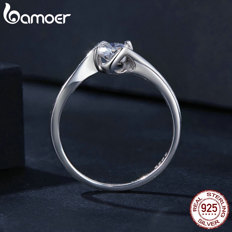 Bamoer Nhẫn Bạc 925 VVS1 D Màu 0.5 Carat Moissanite Chính Hãng 100% MSR040-6